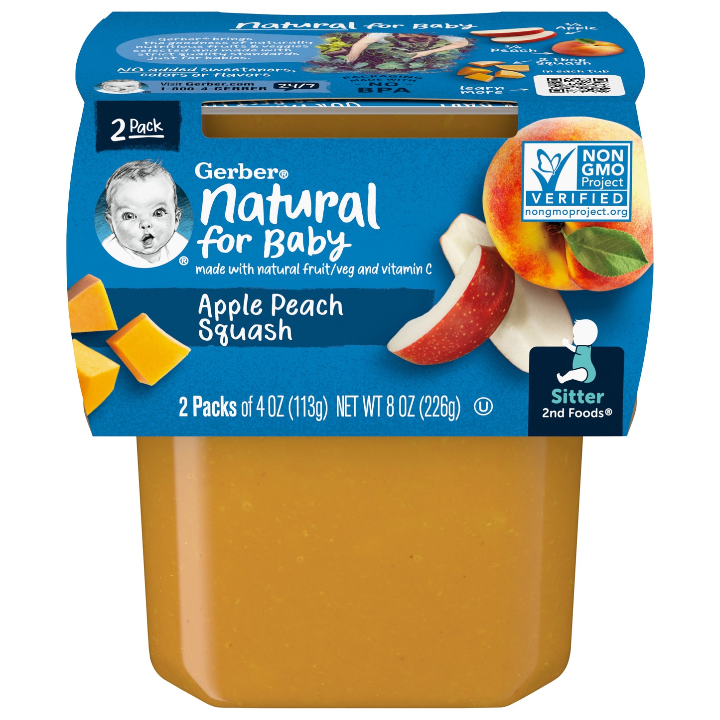 Gerber Natural For Baby Apple Peach Squash 2 Pack