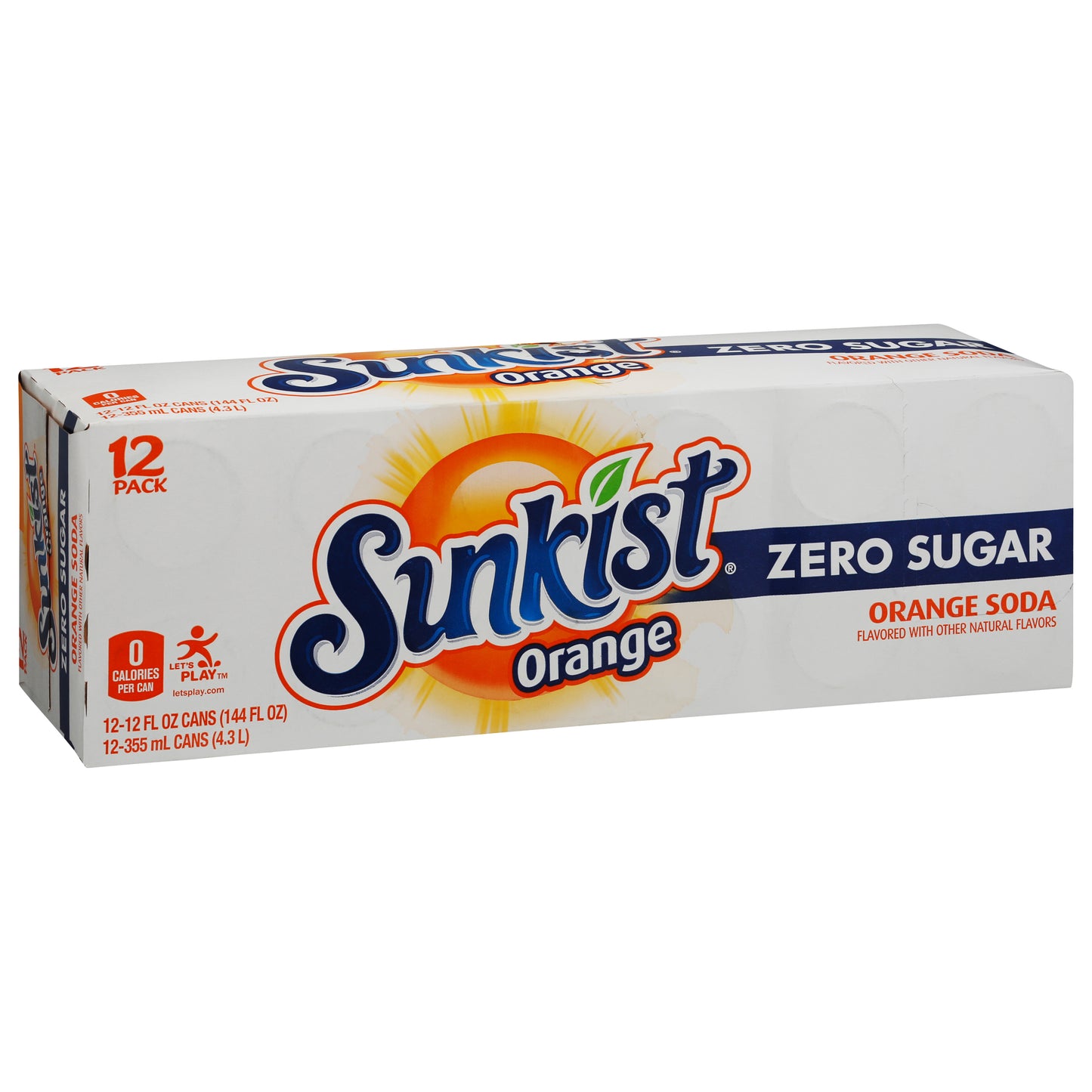 Sunkist 12 Pack Zero Sugar Orange Soda 12 - 12 fl oz Cans