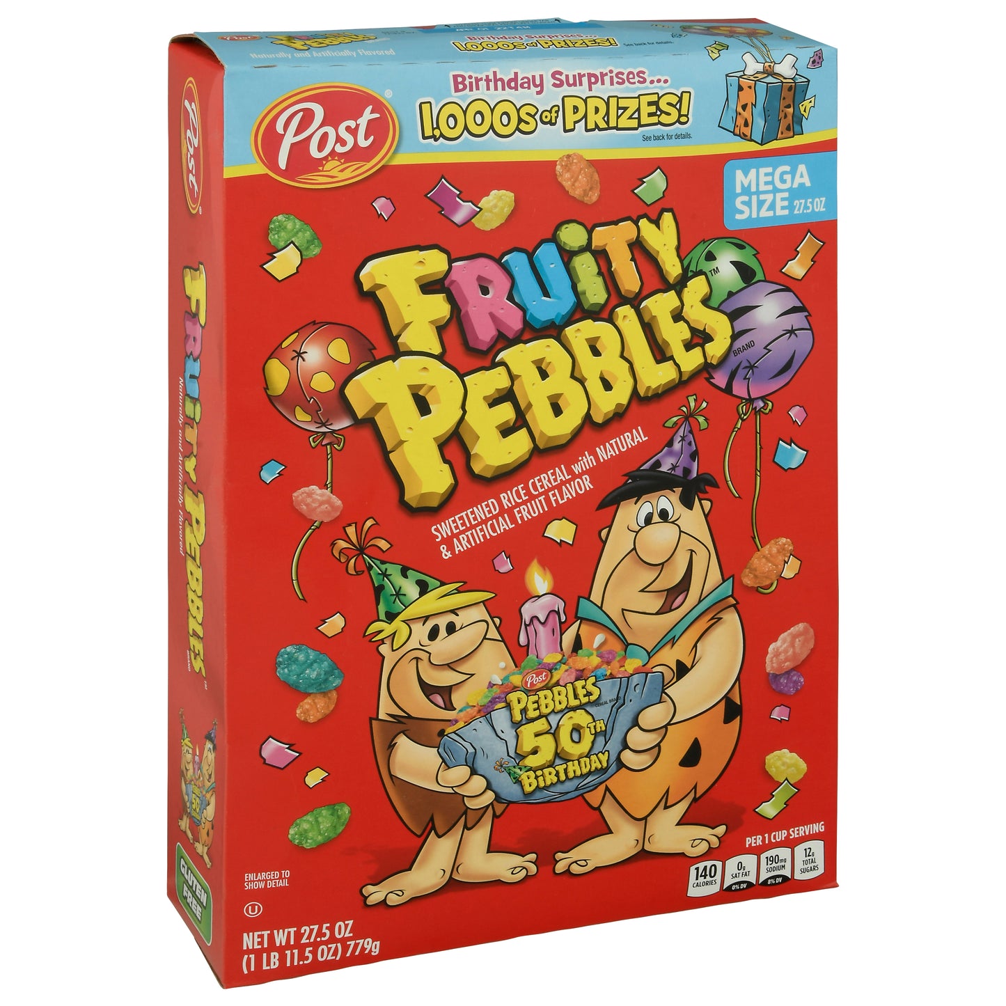 Fruity Pebbles Mega Size Fruit Flavor Sweetened Rice Cereal 27.5 oz Box
