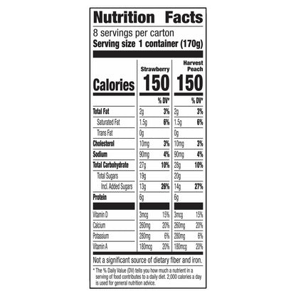 Yoplait Original Strawberry and Harvest Peach Low-Fat Yogurt, Variety Pack, 8 Ct