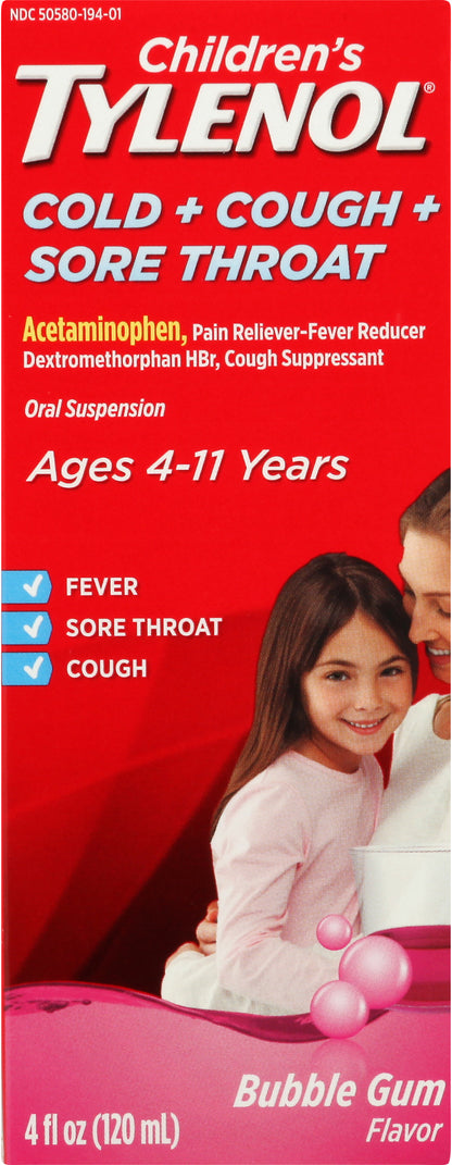 Tylenol Cold + Cough + Sore Throat 4 oz