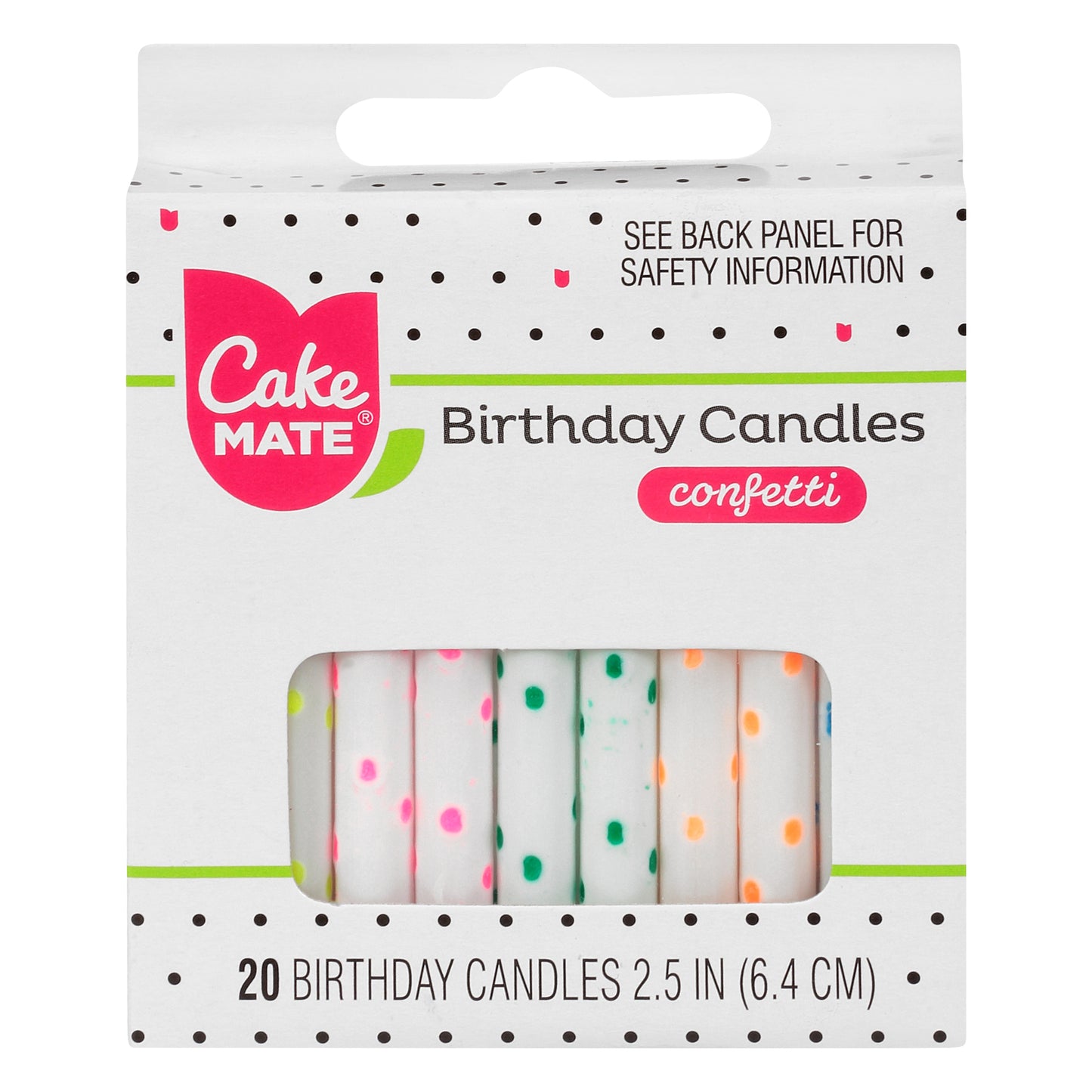 Cake Mate 2.5 Inch Confetti Birthday Candles 20 ea