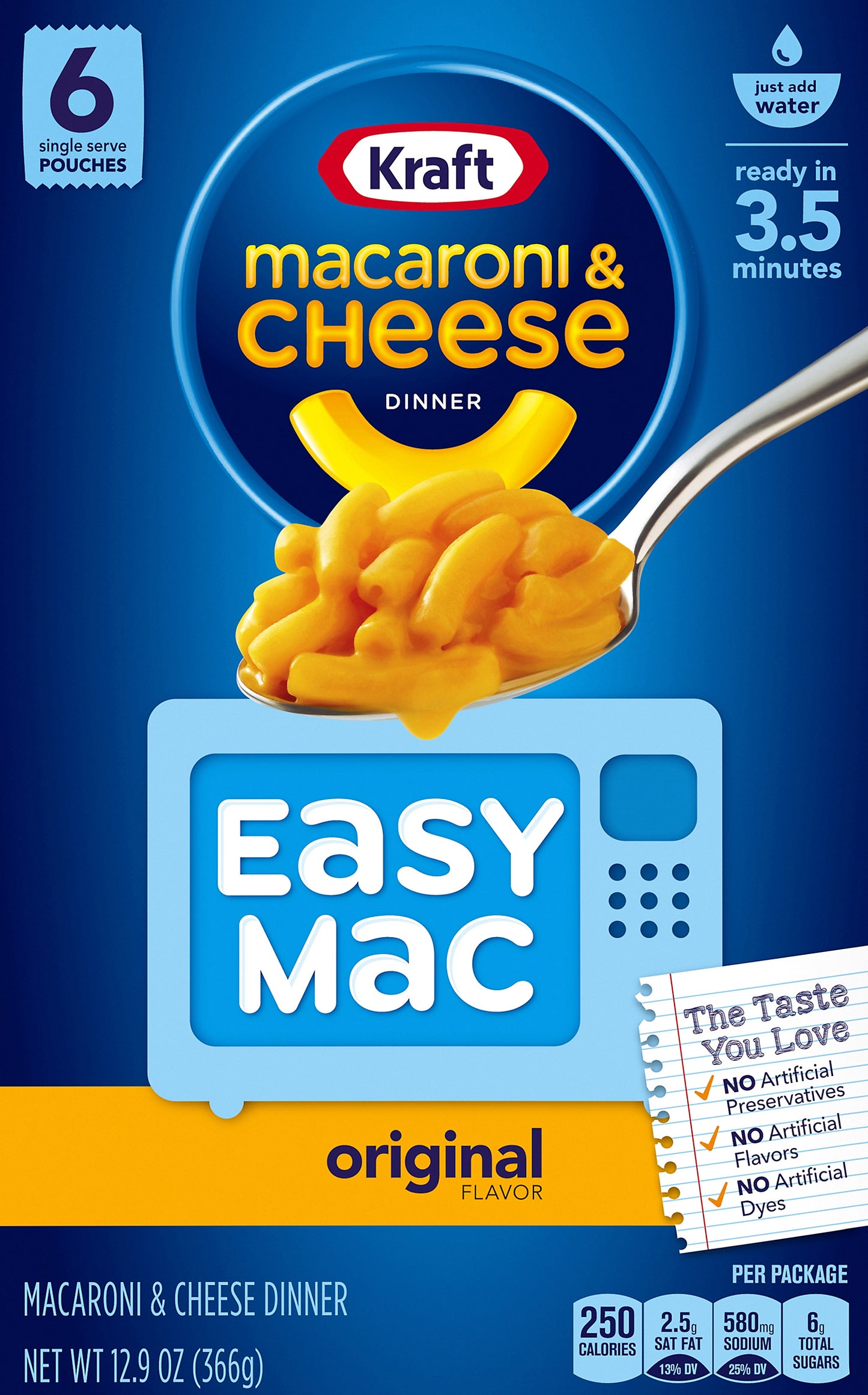 Kraft Easy Mac Original Macaroni & Cheese Dinner 6 ct Box