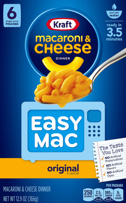 Kraft Easy Mac Original Macaroni & Cheese Dinner 6 ct Box