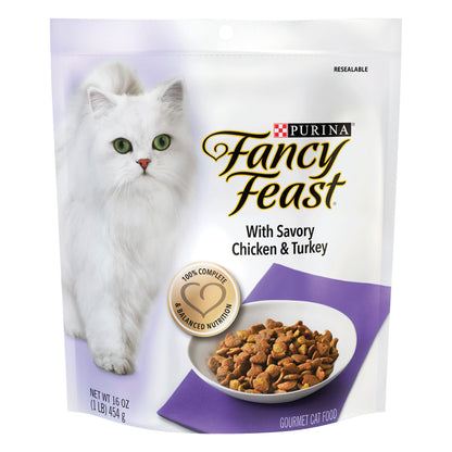 Purina Fancy Feast Dry Cat Food, With Savory Chicken & Turkey - 16 oz. Bag