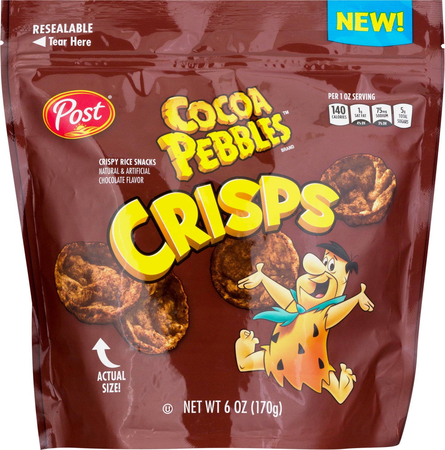 Cocoa Pebbles Crisps Crispy Rice Snacks 6 oz