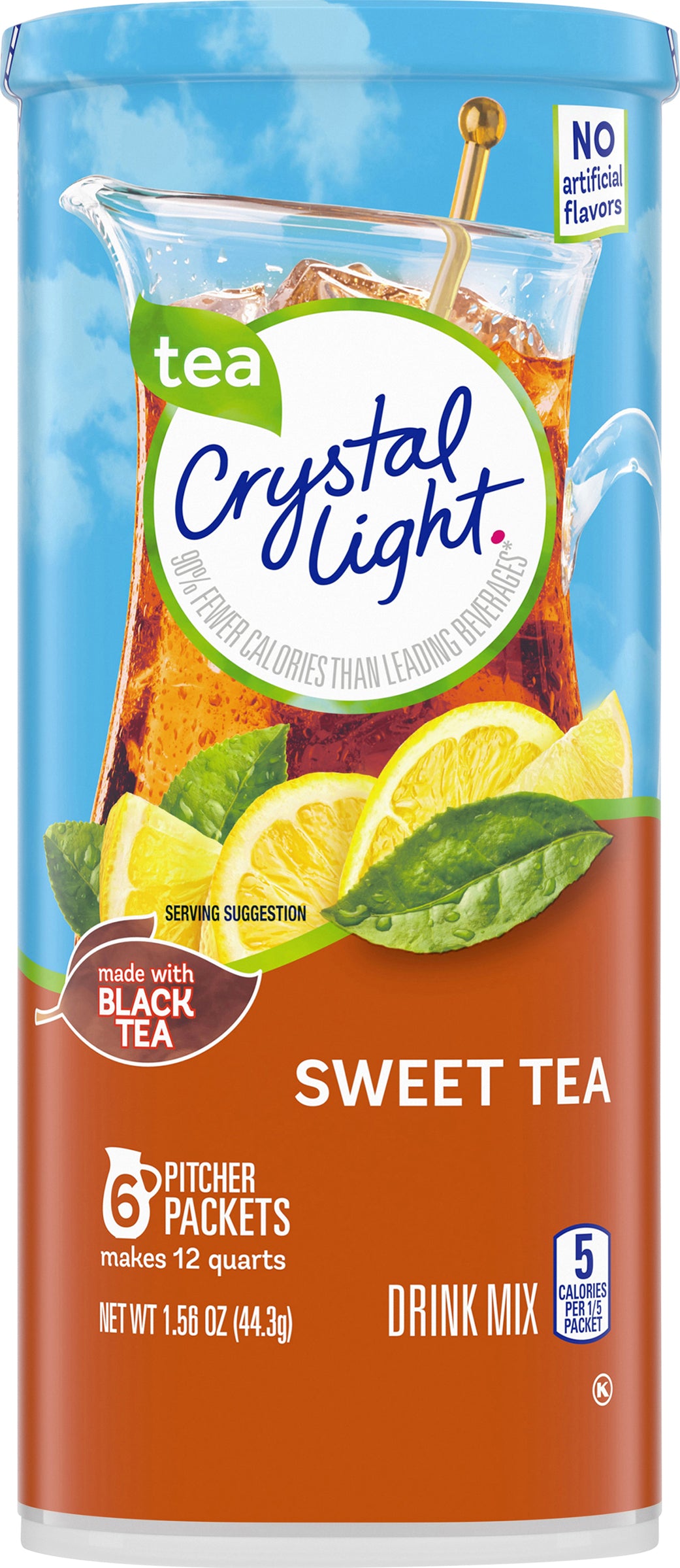 Crystal Light Sweet Tea Powdered Drink Mix, Low Caffeine, 1.56 oz Can