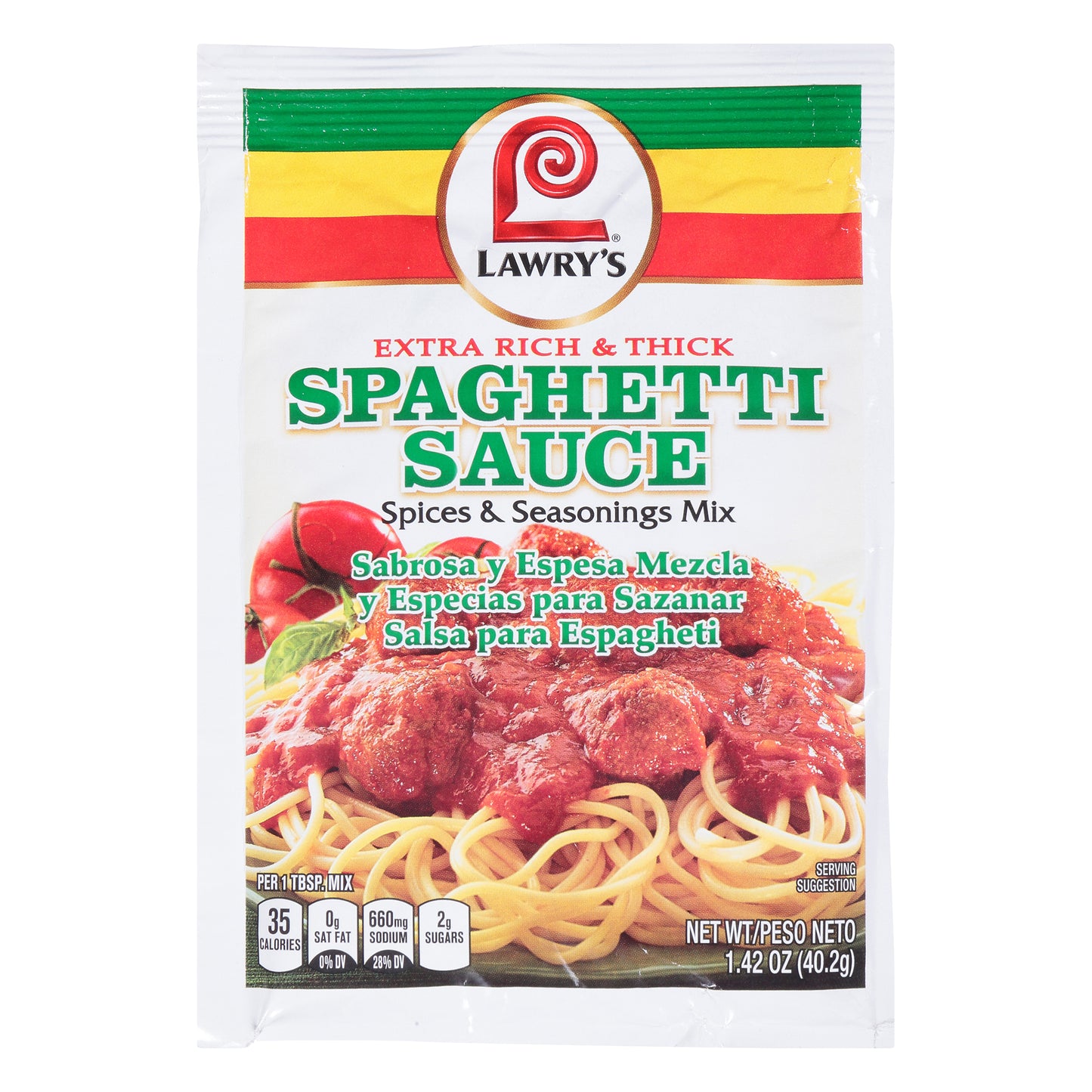 Lawrys Spaghetti Sauce Extra Rich & Thick Spices & Seasoning Mix 1.42 oz