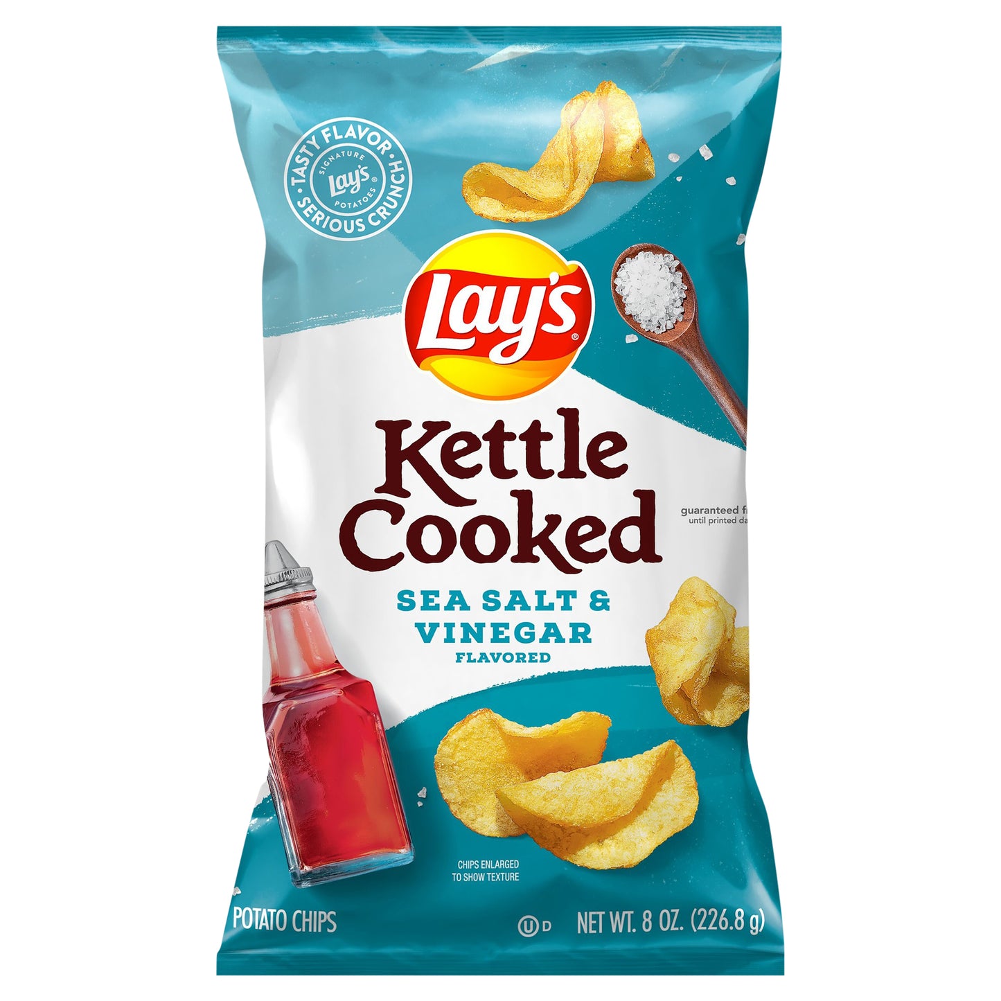 Lay's Kettle Cooked Potato Chips Sea Salt & Vinegar Flavored 8 Oz