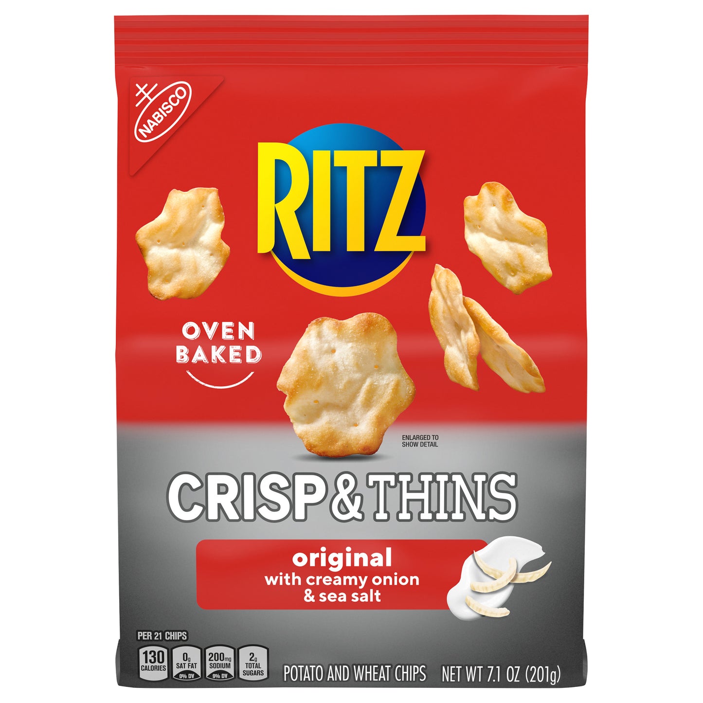 Nabisco Ritz Crisp & Thins Original with Creamy Onion & Sea Salt Potato & Wheat Chips 7.1 oz. Bag
