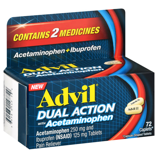 Advil Dual Action with Acetaminophen Caplets Pain Reliever 72 ea