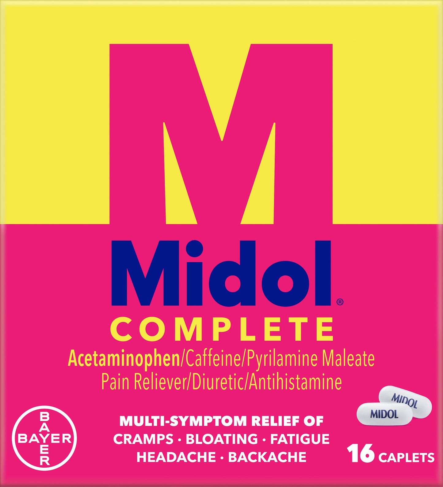 Midol Complete Caplets Pain Reliever/Diuretic/Antihistamine 16 ea Box