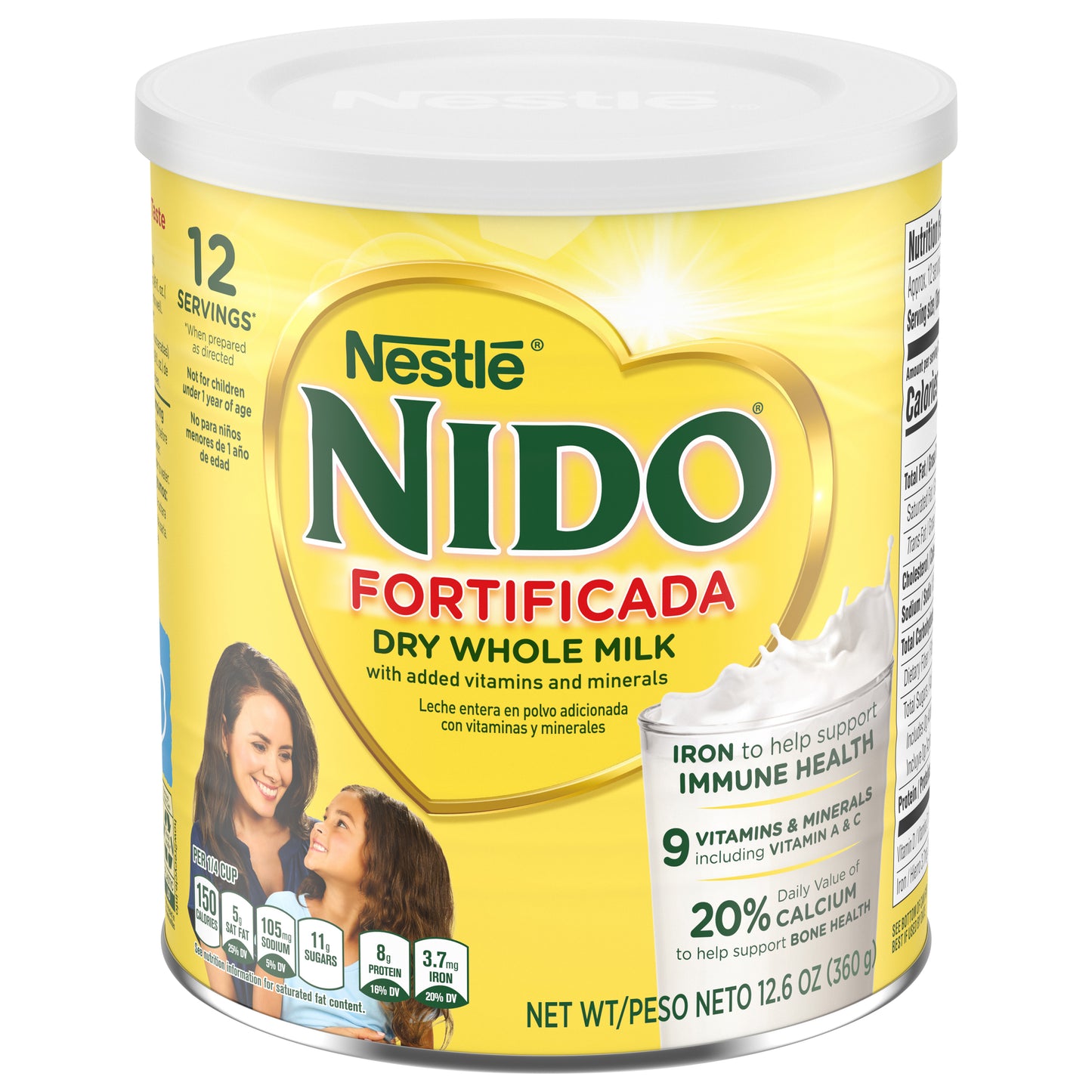 NIDO Full Cream Milk Powder Fortified 12.6 OZ (360 g) English-Spanish