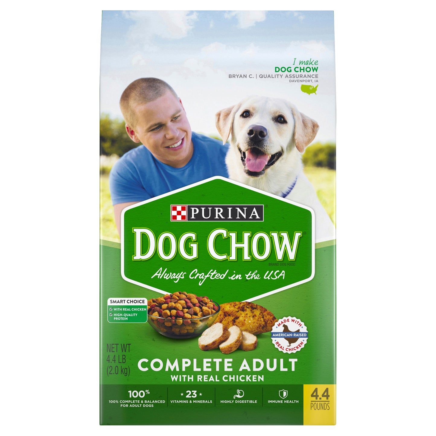 Purina Dog Chow Dry Dog Food, Complete Adult With Real Chicken - 4.4 lb. Bag