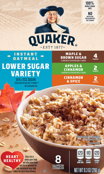 Quaker Lower Sugar Variety Instant Oatmeal 8 ea