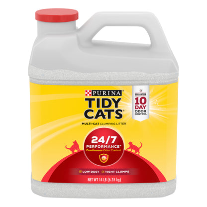 Purina Tidy Cats Clumping Cat Litter, 24/7 Performance Multi Cat Litter - 14 lb. Jug