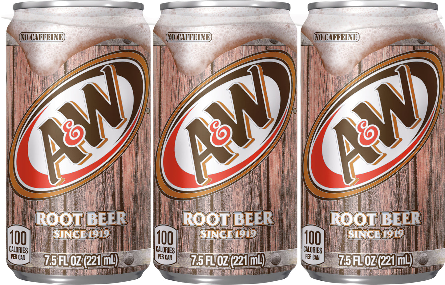 A&W No Caffeine Root Beer Soda 6 - 7.5 fl oz Cans