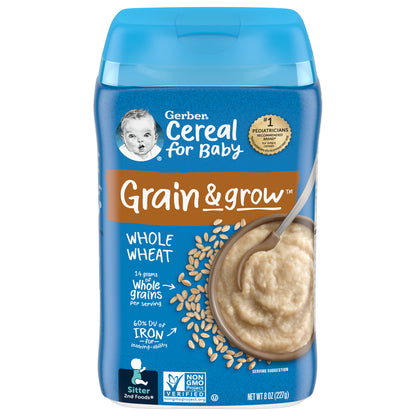 Gerber Cereal for Baby Grain & Grow Whole Wheat Shrink R033B 8 oz (227g)