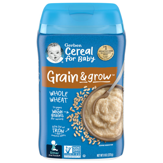 Gerber Cereal for Baby Grain & Grow Whole Wheat Shrink R033B 8 oz (227g)