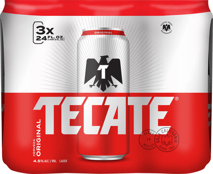 Tecate Original Lager Beer 3 - 24 fl oz Cans