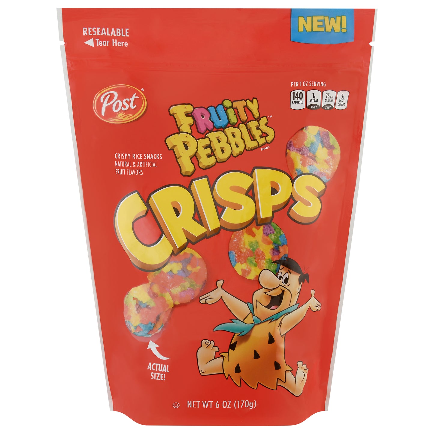 Fruity Pebbles Crisps Crispy Rice Snacks 6 oz Pouch