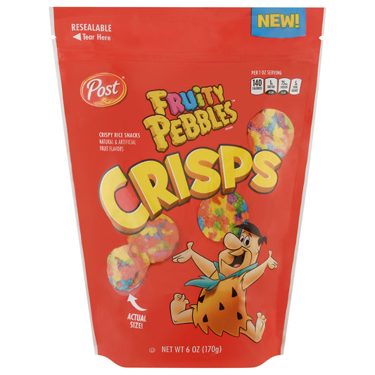 Fruity Pebbles Crisps Crispy Rice Snacks 6 oz Pouch