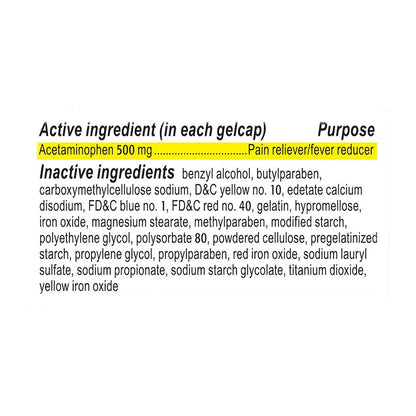 Tylenol Extra Strength Acetaminophen Rapid Release Gels, 100 ct