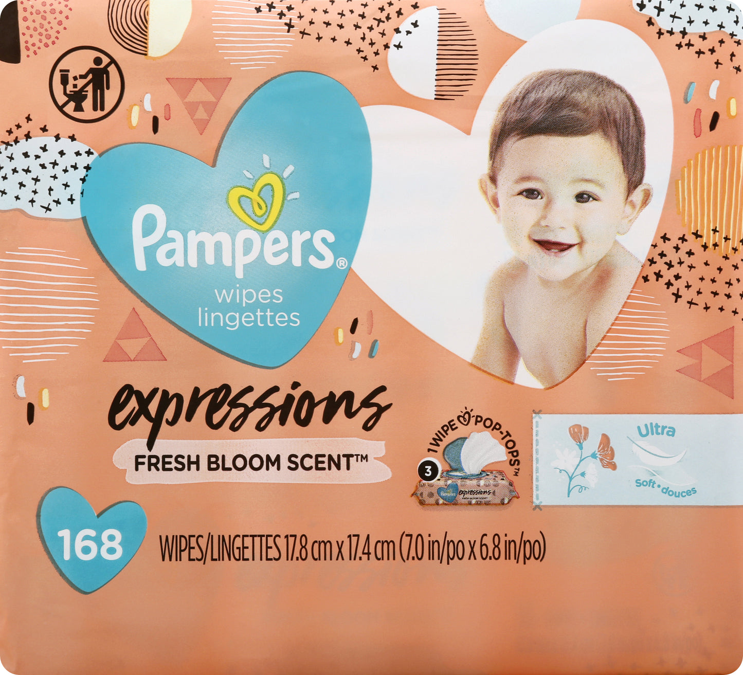 Pampers Expressions Fresh Bloom Scent Wipes 168 ea