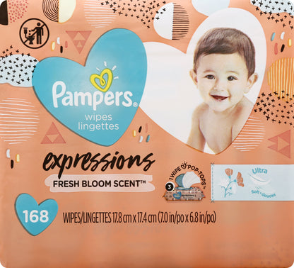 Pampers Expressions Fresh Bloom Scent Wipes 168 ea