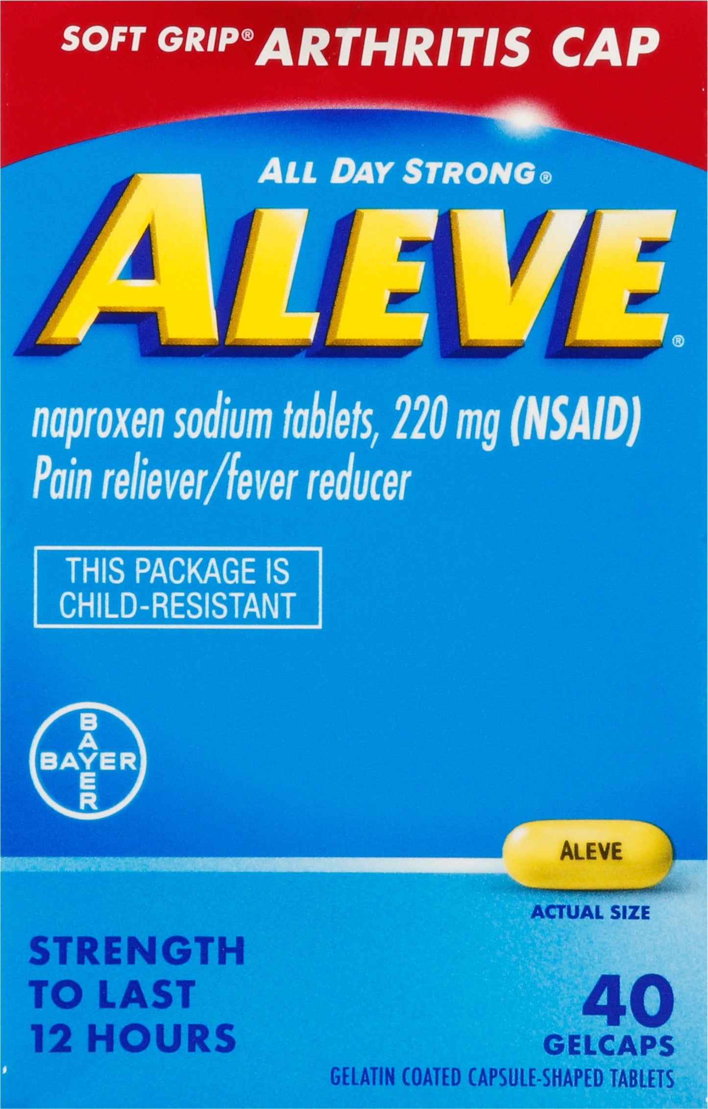 Aleve All Day Strong 220 mg Pain Reliever/Fever Reducer 40 Gelcaps