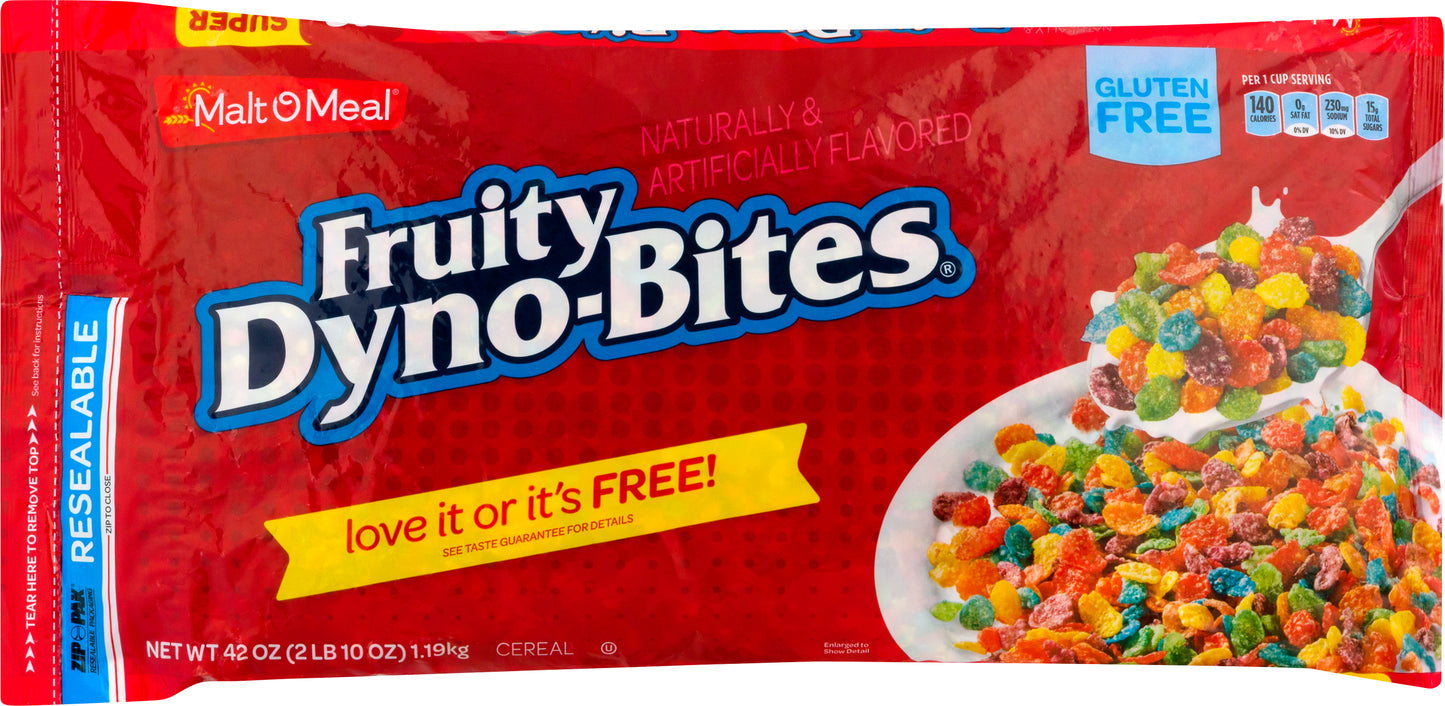 Malt O Meal Super Size Gluten Free Fruity Dyno-Bites Cereal 42 oz