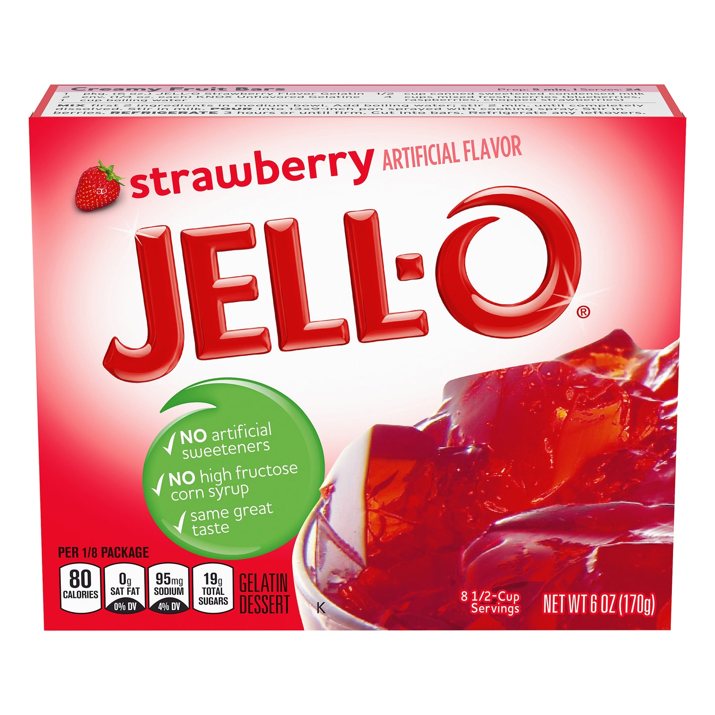 Jell-O Strawberry Gelatin Dessert Mix, 6 oz Box