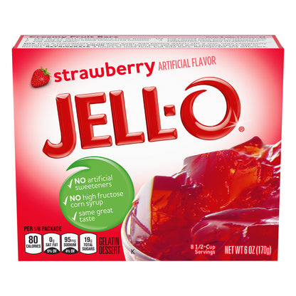 Jell-O Strawberry Gelatin Dessert Mix, 6 oz Box