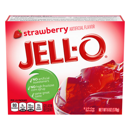 Jell-O Strawberry Gelatin Dessert Mix, 6 oz Box