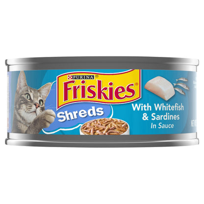 Purina Friskies Wet Cat Food, Shreds With Whitefish & Sardines in Sauce - 5.5 oz. Can