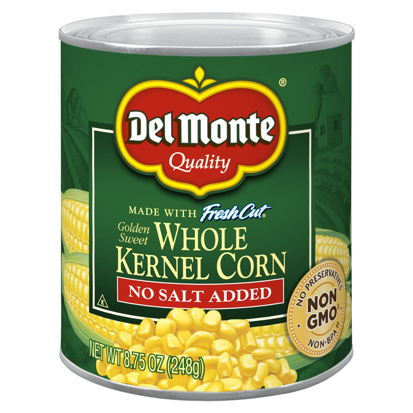 Del Monte No Salt Added Golden Sweet Whole Kernel Corn 8.75 oz Can