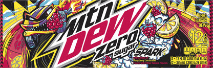 Mtn Dew Zero Sugar Soda Spark Raspberry Lemonade12 Fl Oz, 12 Count