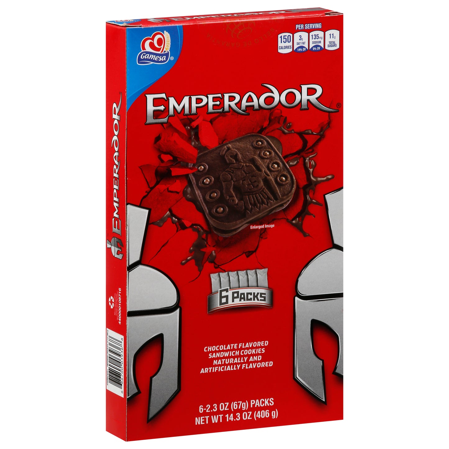 Gamesa Emperador 6 Packs Chocolate Flavored Sandwich Cookies 6 - 2.3 oz Packs
