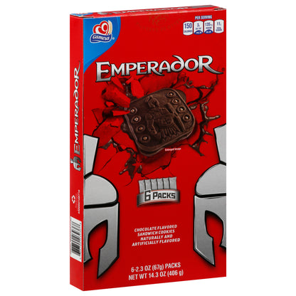 Gamesa Emperador 6 Packs Chocolate Flavored Sandwich Cookies 6 - 2.3 oz Packs