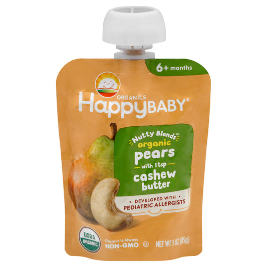 HappyBaby Organics 6+ Months Pears with Cashew Butter 3 oz