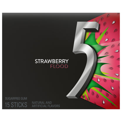 5 Gum Strawberry Flood Sugarfree Gum, single pack