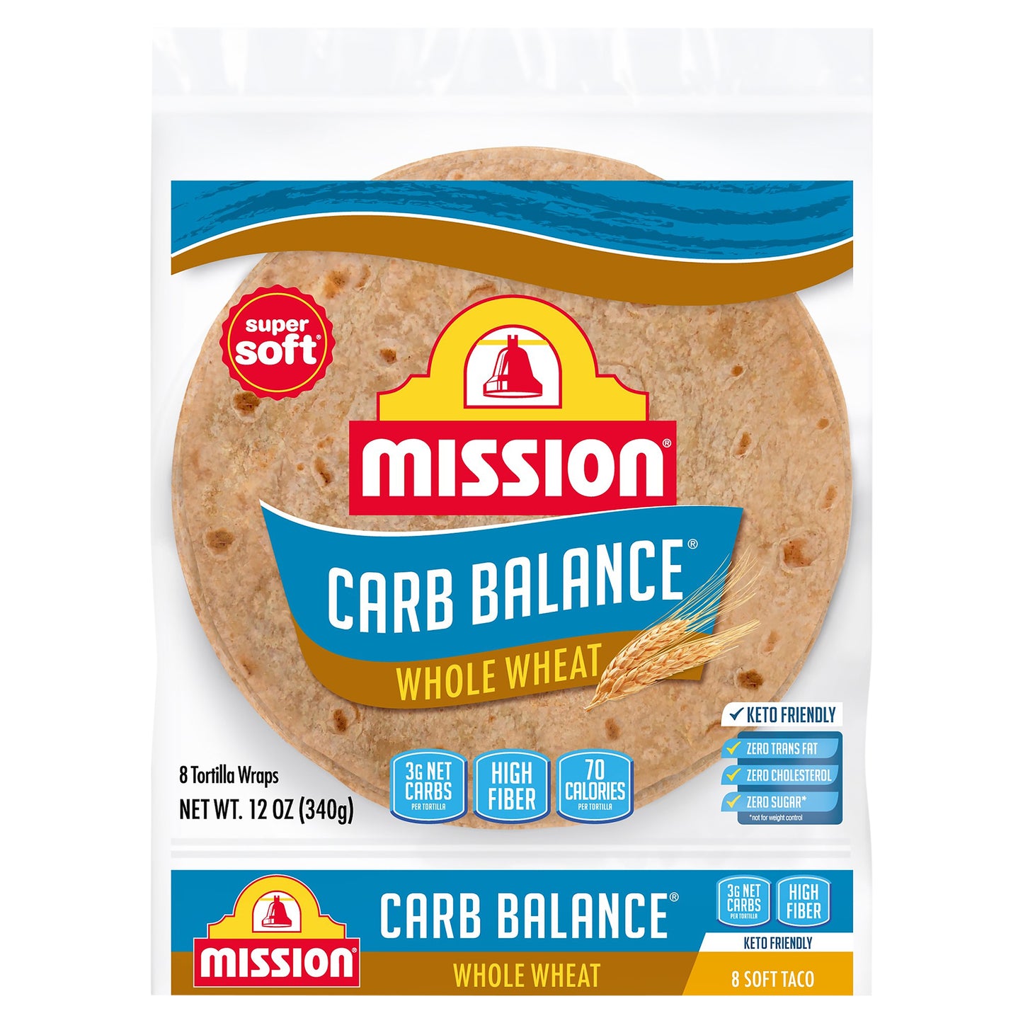 Mission Carb Balance Soft Taco Whole Wheat Tortillas, 8 Count