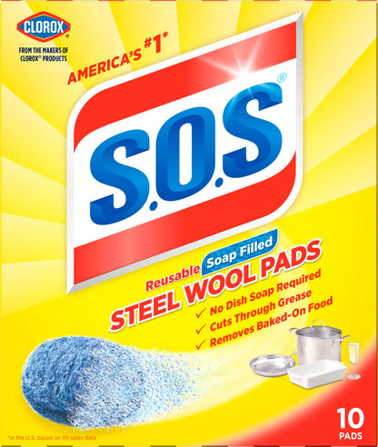 Clorox Reusable Soap Filled Steel Wool Pads 10 ea