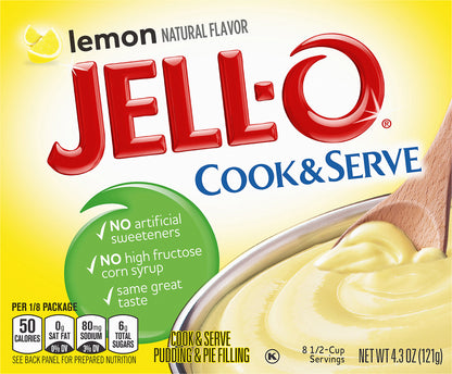 Jell-O Cook and Serve Lemon Pudding, 4.3 oz Box