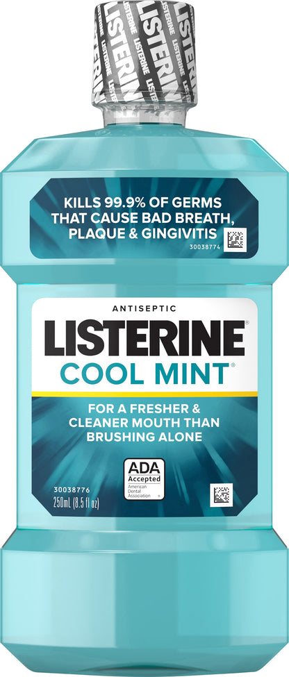 Listerine Cool Mint Antiseptic Mouthwash, Mint, 250 mL/ 8.5 Fl. Oz