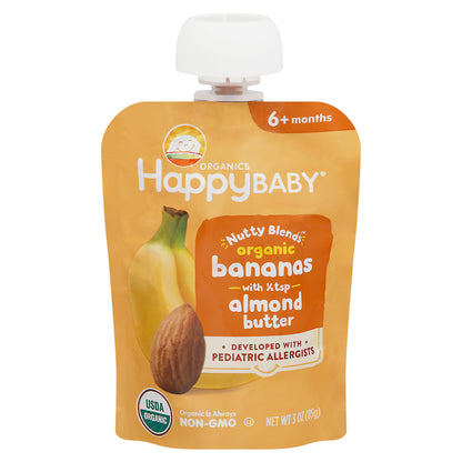 HappyBaby Organics Nutty Blends 6+ Months Bananas & Almond Butter 3 oz
