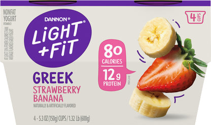 Light + Fit Nonfat Greek Strawberry Banana Yogurt 4 ea
