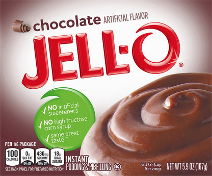 Jell-O Chocolate Instant Pudding Mix, 5.9 oz Box