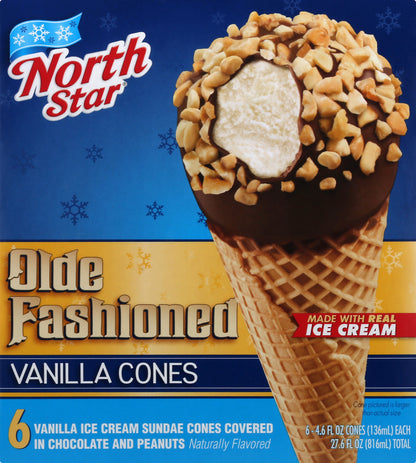 North Star Vanilla Cones Ice Cream 6 ea