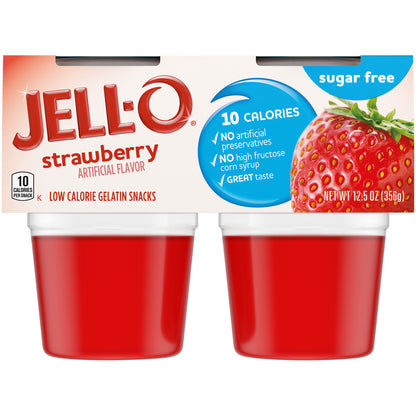 Jell-O Sugar Free Ready to Eat Strawberry Gelatin, 4 ct - 12.5 oz Package